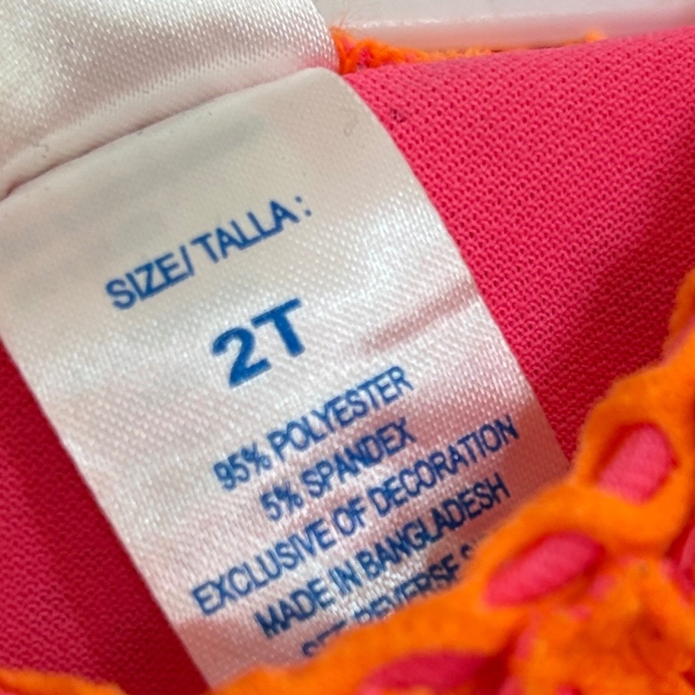 Kidgets Hot Pink & Neon Orange Crochet-Style Bikini Set – Girls Size 2T NWoT - Picture 7 of 15